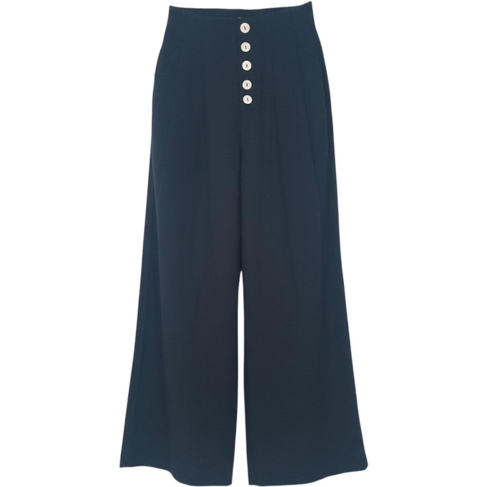 Blue Rain Wide Leg Cropped Pants Women S Black Linen Blend Chic Quiet Luxury NWT
